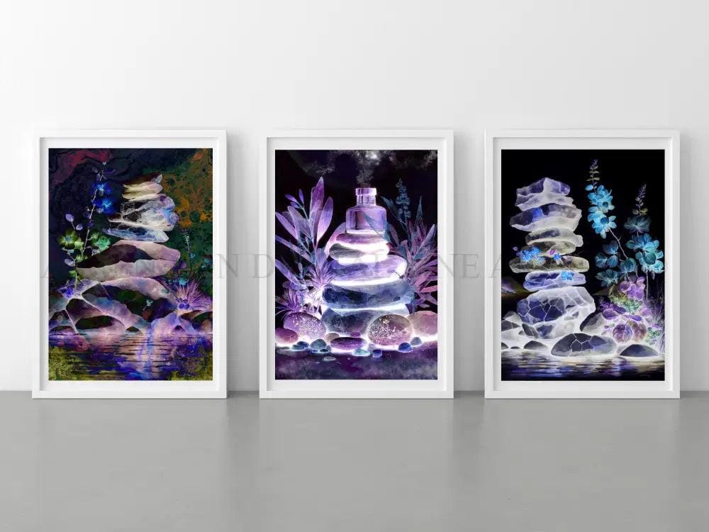 Balancing stones art print | set of three