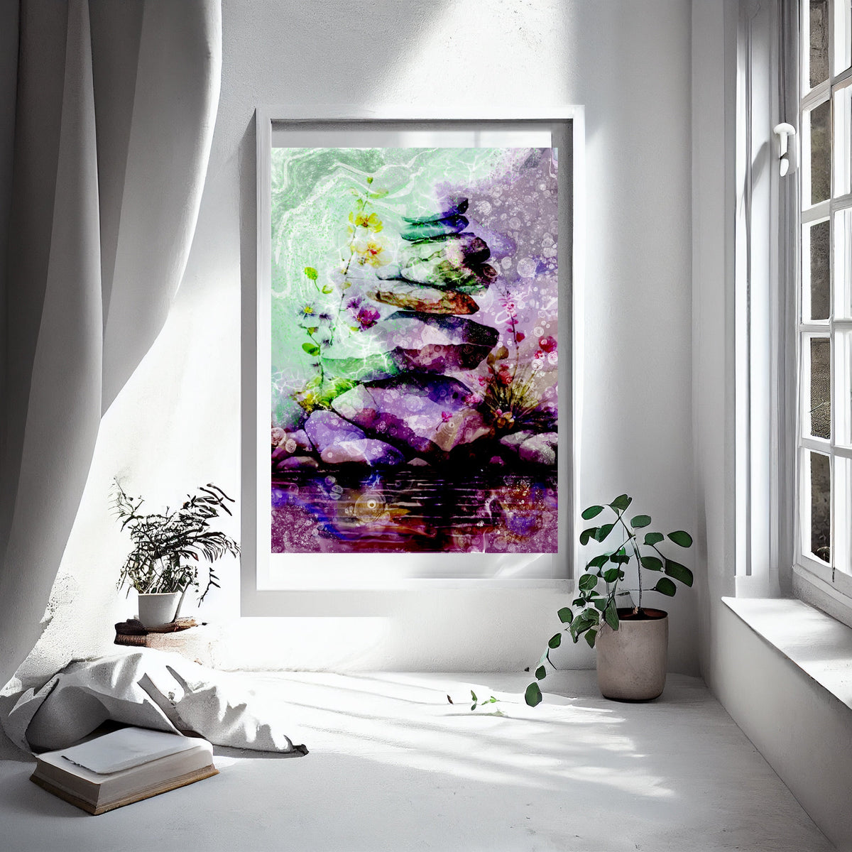 Balancing stones art print
