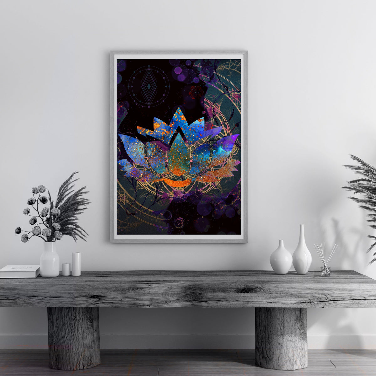 Meditation art print, lotus wall art