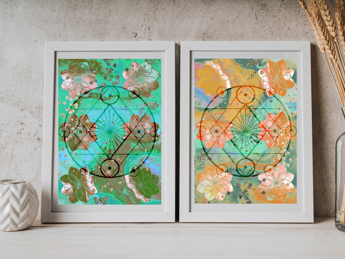 Seed of life art print, set of two