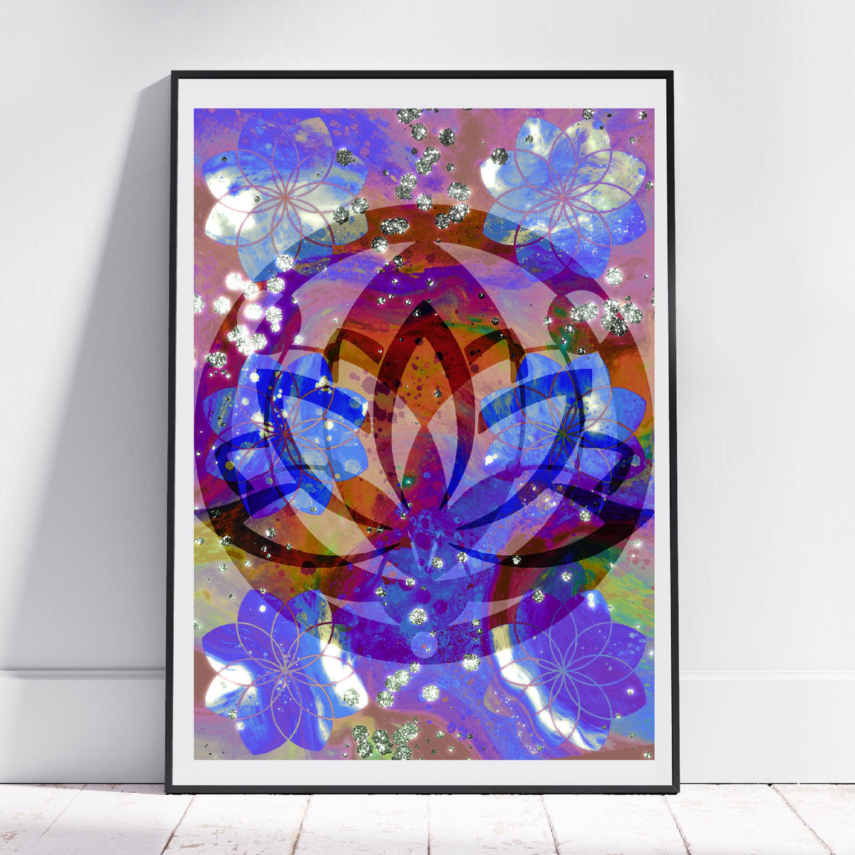 Meditation art print, meditation wall art, lotus