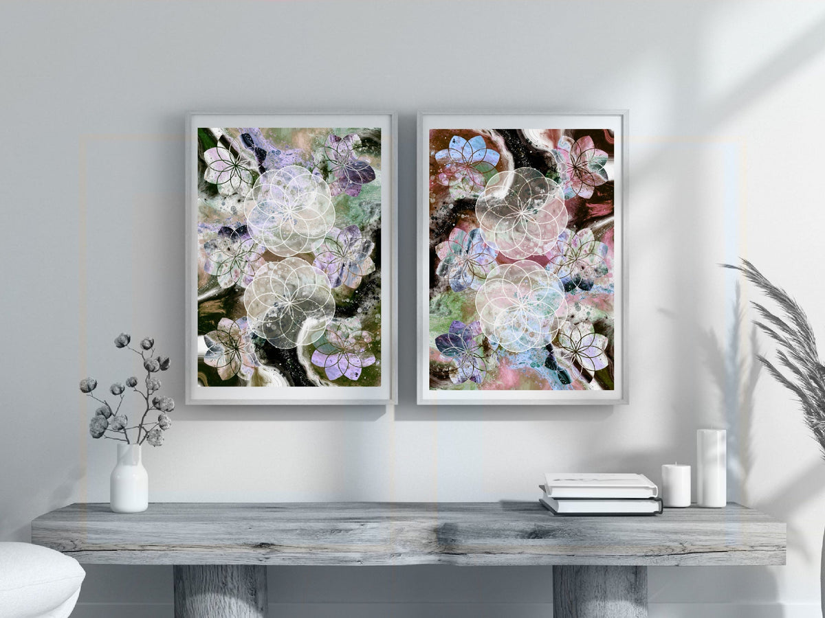 Seed of life art print, sacred geometry wall art
