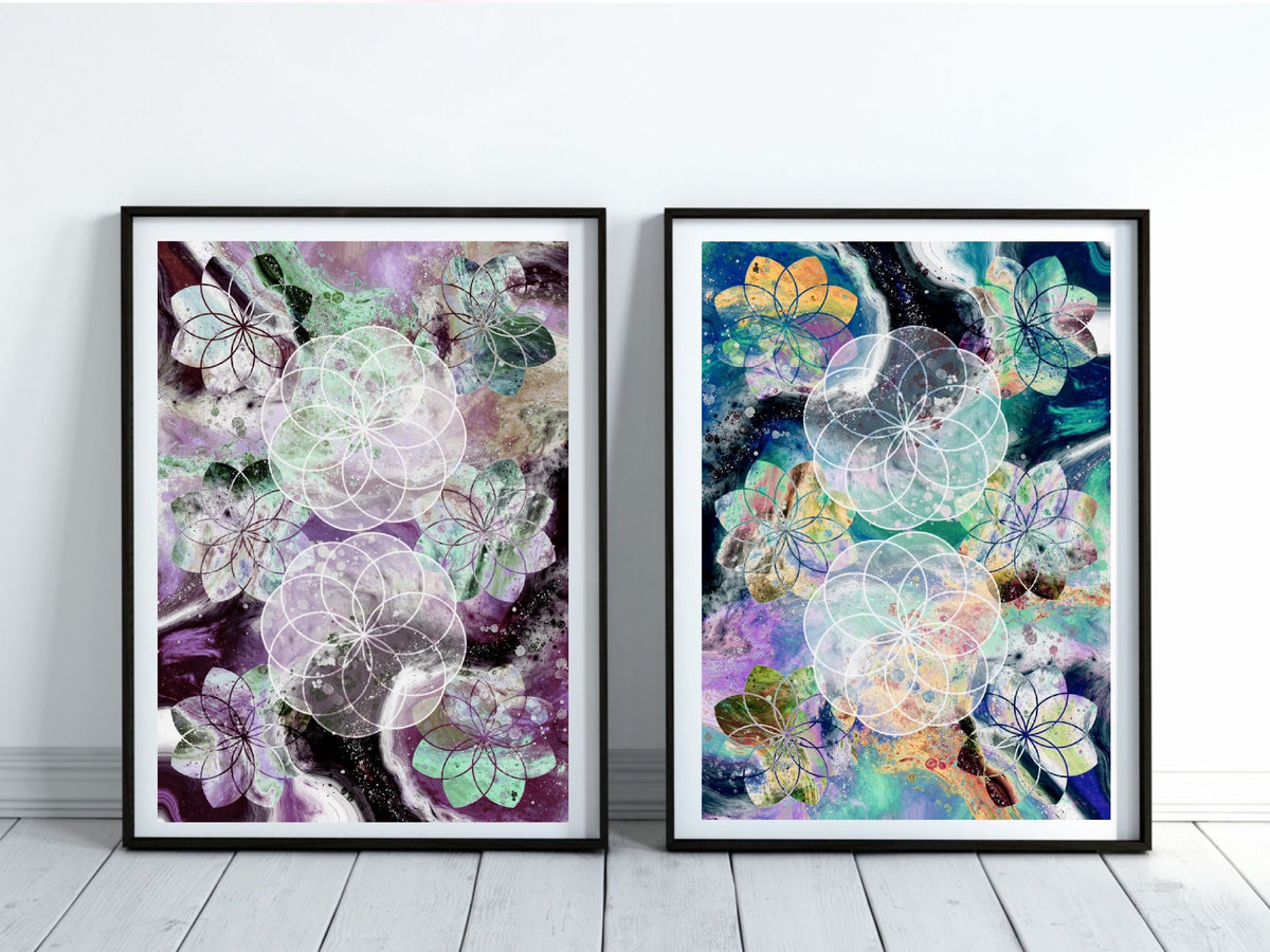 Sacred geometry art prints, spiritual wall art 