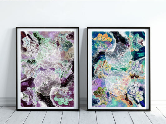 Sacred geometry art prints, spiritual wall art 