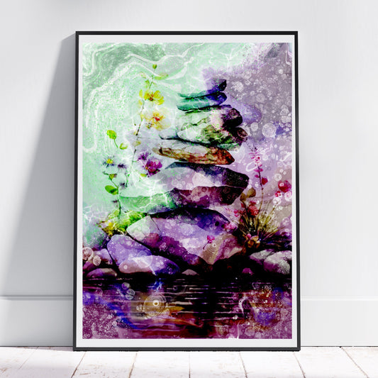 Balancing stones art print