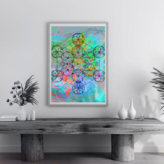 Metatrons cube art prints set set, sacred geometry wall art 
