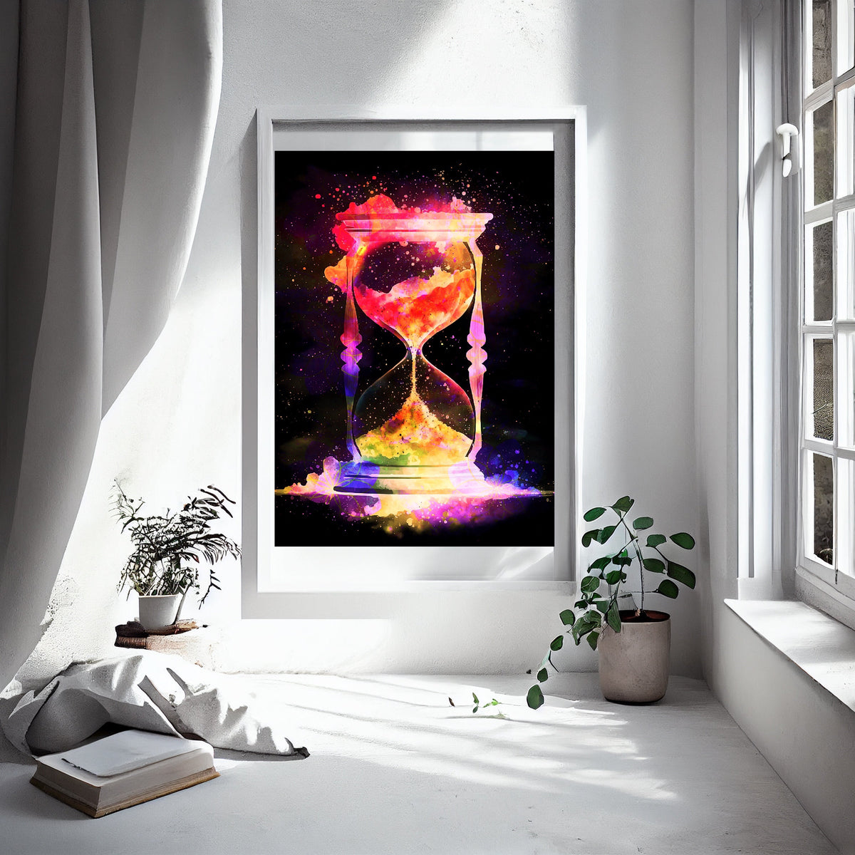 Meditation art print, hourglass wall art