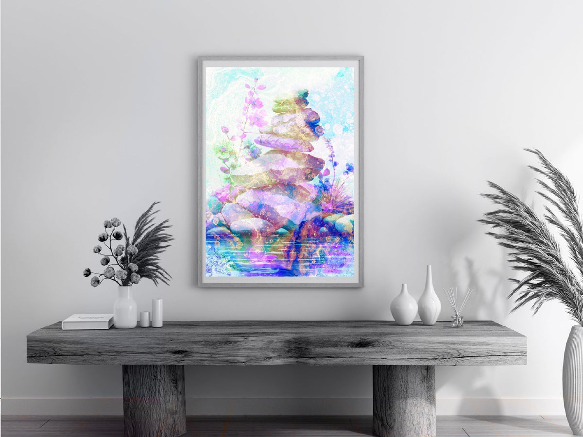 Balancing stones art print